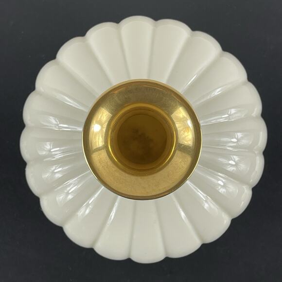 Vintage Lenox Sweetbriar Cream Ribbed Bud Vase With Gold Trim - Picture 3 of 6